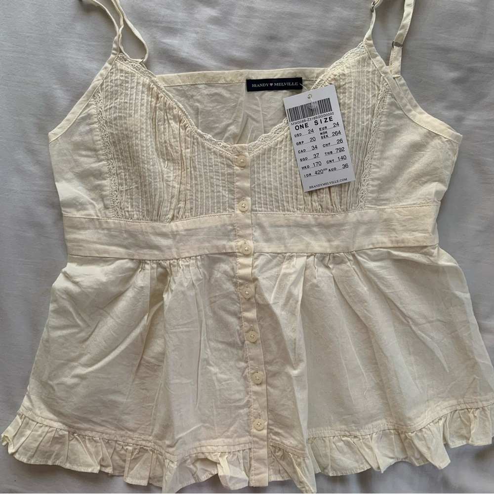 Brandy Melville Tiffany Button Ruffle Tank